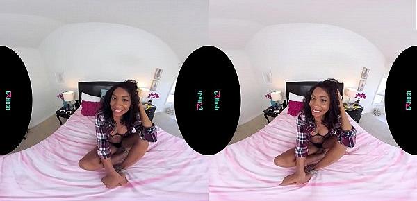  VRHUSH Ebony cutie September Reign rides a sex toy